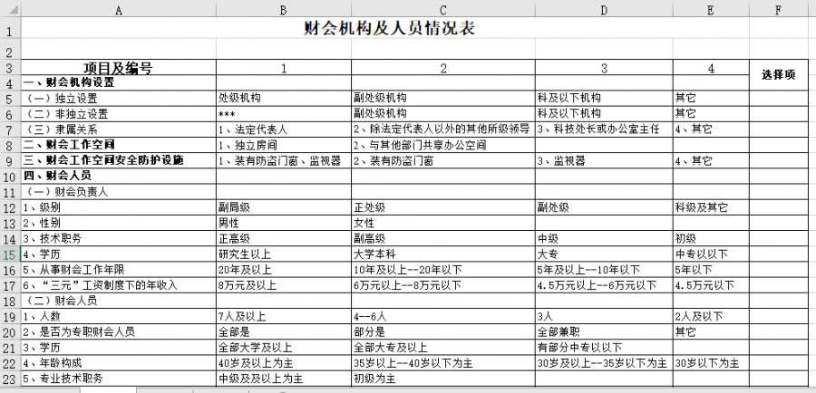 财会机构及人员情况表