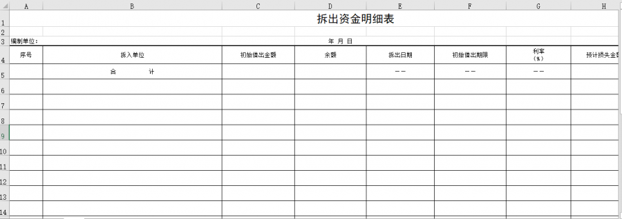 拆入(出)资金明细表