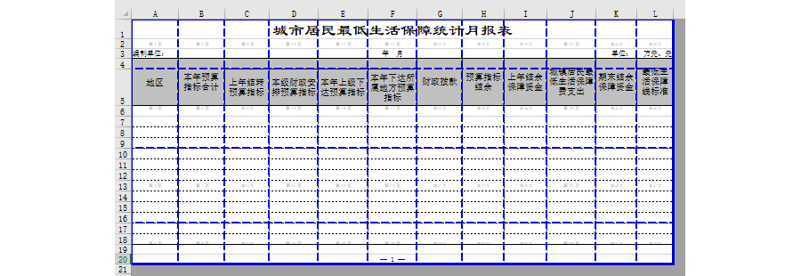 城市居民最低生活保障统计月报表
