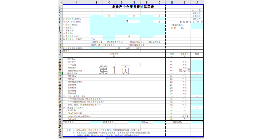 房地产中介服务统计基层表