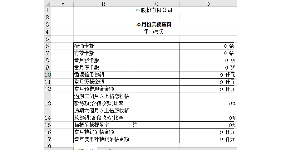 股份有限公司本月份业务资料