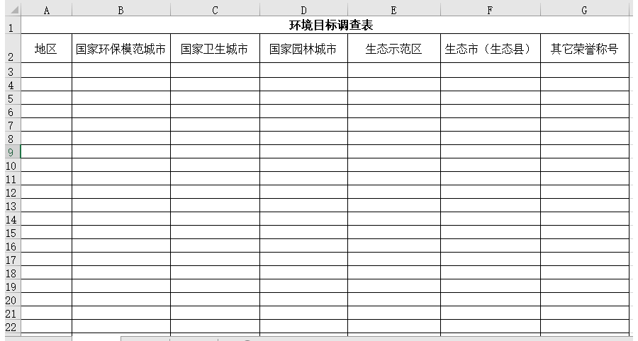 环境目标调查表