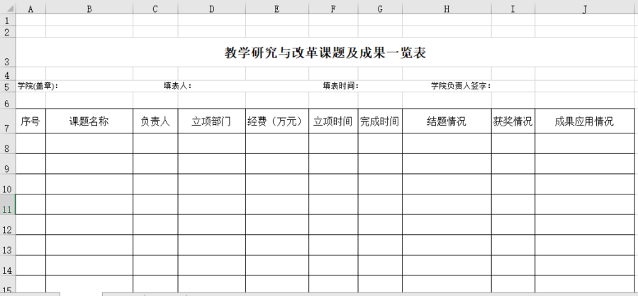 教学研究与改革课题及成果一览表