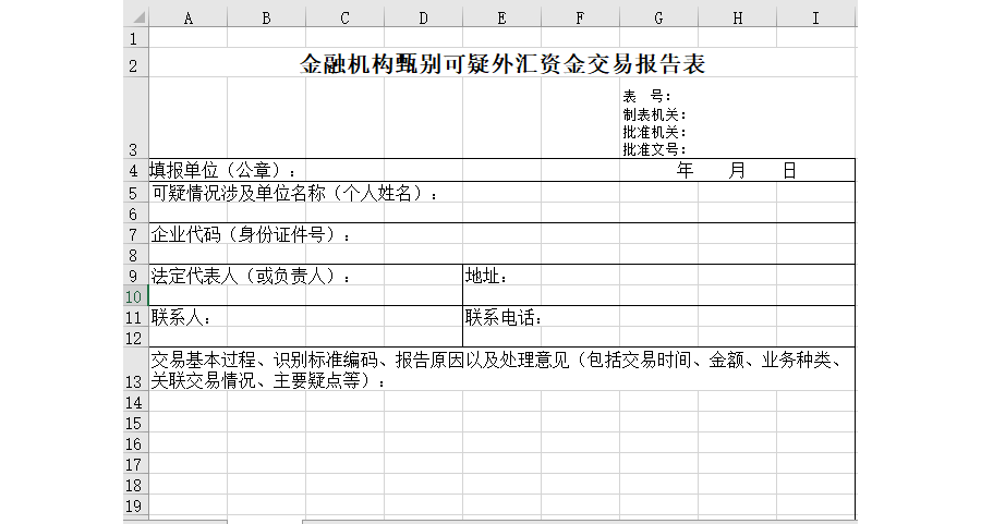 金融机构甄别可疑外汇资金交易报告表